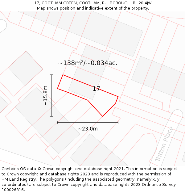 17, COOTHAM GREEN, COOTHAM, PULBOROUGH, RH20 4JW: Plot and title map