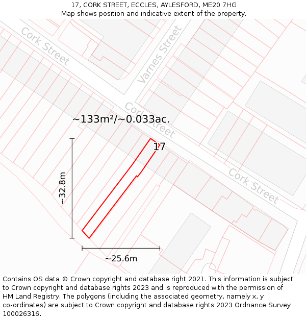 17, CORK STREET, ECCLES, AYLESFORD, ME20 7HG: Plot and title map
