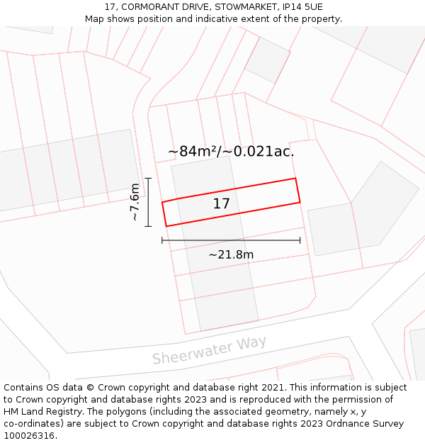 17, CORMORANT DRIVE, STOWMARKET, IP14 5UE: Plot and title map
