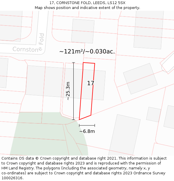 17, CORNSTONE FOLD, LEEDS, LS12 5SX: Plot and title map