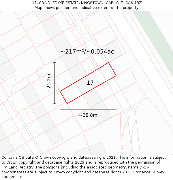 17, CRINDLEDYKE ESTATE, KINGSTOWN, CARLISLE, CA6 4BZ: Plot and title map