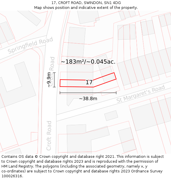 17, CROFT ROAD, SWINDON, SN1 4DG: Plot and title map