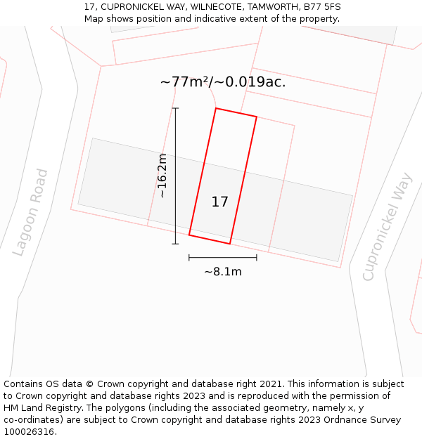 17, CUPRONICKEL WAY, WILNECOTE, TAMWORTH, B77 5FS: Plot and title map