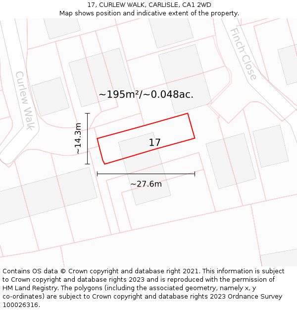 17, CURLEW WALK, CARLISLE, CA1 2WD: Plot and title map