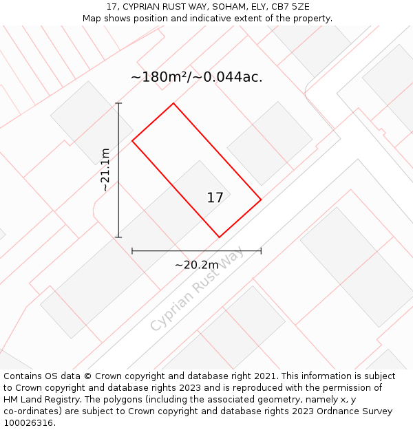 17, CYPRIAN RUST WAY, SOHAM, ELY, CB7 5ZE: Plot and title map