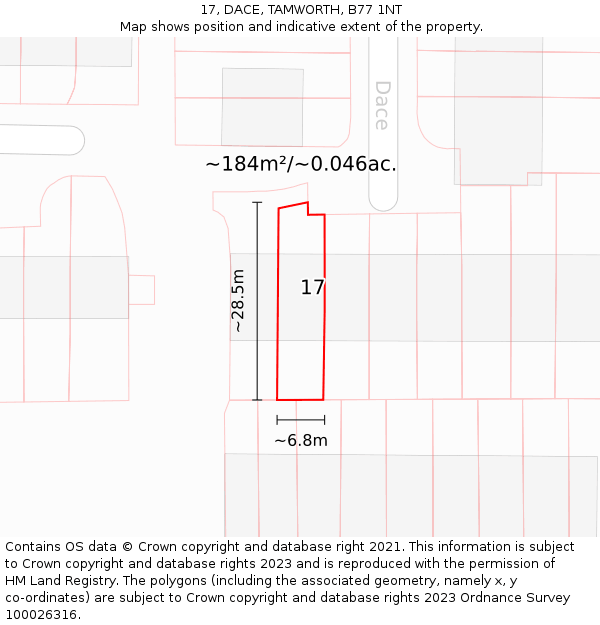 17, DACE, TAMWORTH, B77 1NT: Plot and title map