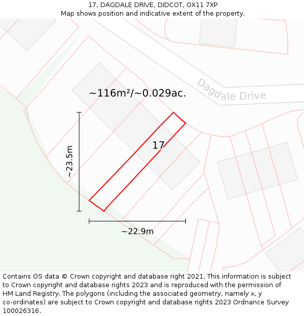 17, DAGDALE DRIVE, DIDCOT, OX11 7XP: Plot and title map