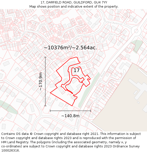17, DARFIELD ROAD, GUILDFORD, GU4 7YY: Plot and title map