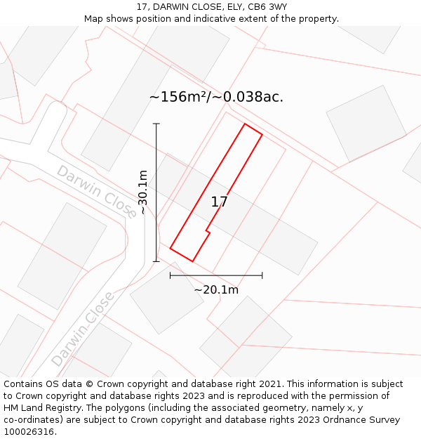 17, DARWIN CLOSE, ELY, CB6 3WY: Plot and title map