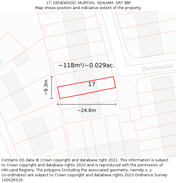 17, DENEWOOD, MURTON, SEAHAM, SR7 9BF: Plot and title map