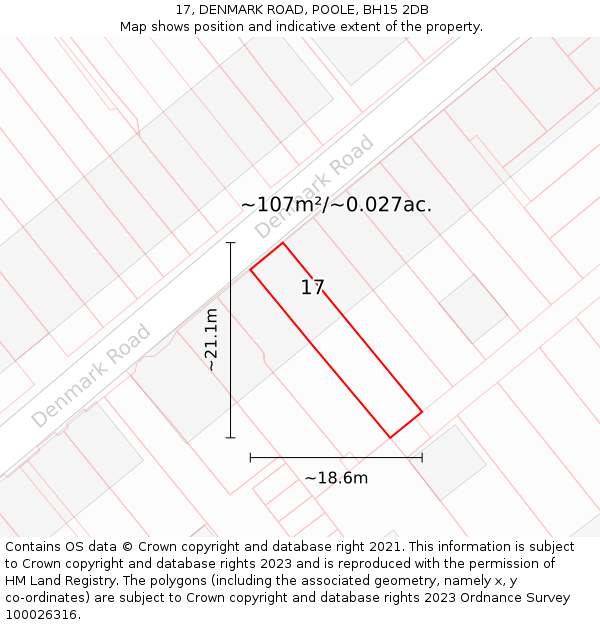 17, DENMARK ROAD, POOLE, BH15 2DB: Plot and title map