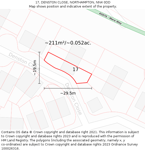 17, DENSTON CLOSE, NORTHAMPTON, NN4 0DD: Plot and title map