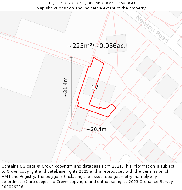 17, DESIGN CLOSE, BROMSGROVE, B60 3GU: Plot and title map