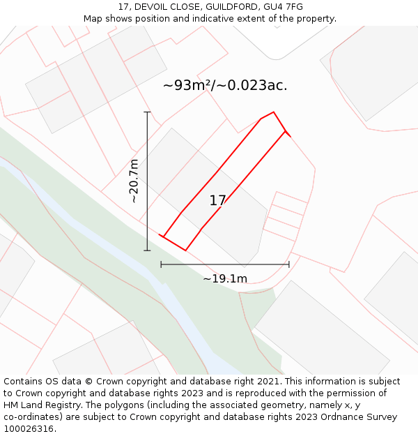 17, DEVOIL CLOSE, GUILDFORD, GU4 7FG: Plot and title map