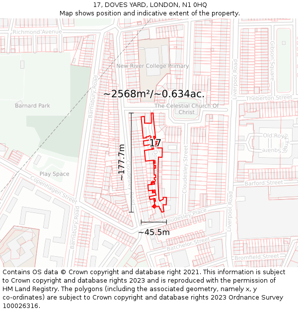 17, DOVES YARD, LONDON, N1 0HQ: Plot and title map