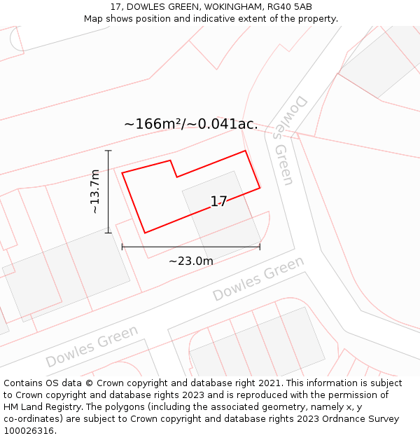 17, DOWLES GREEN, WOKINGHAM, RG40 5AB: Plot and title map