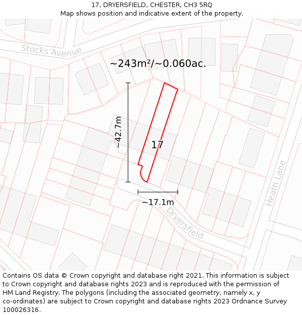 17, DRYERSFIELD, CHESTER, CH3 5RQ: Plot and title map