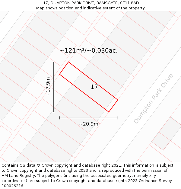17, DUMPTON PARK DRIVE, RAMSGATE, CT11 8AD: Plot and title map