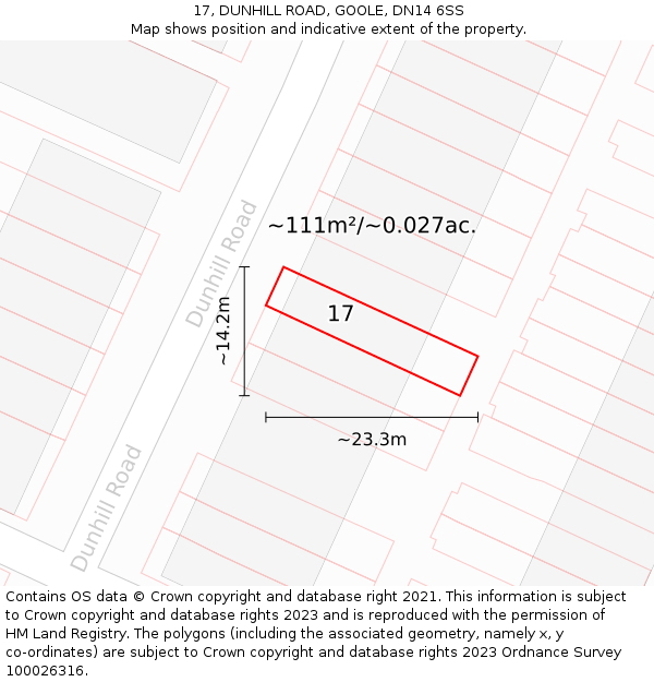 17, DUNHILL ROAD, GOOLE, DN14 6SS: Plot and title map