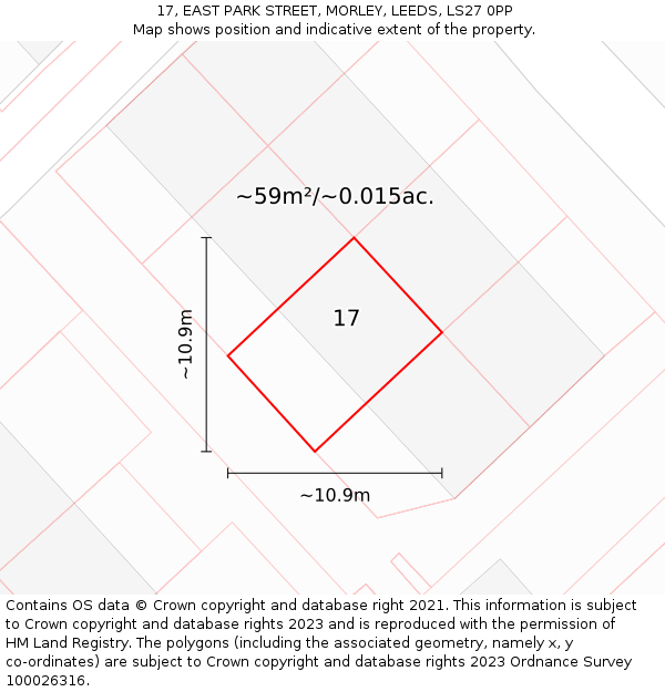 17, EAST PARK STREET, MORLEY, LEEDS, LS27 0PP: Plot and title map