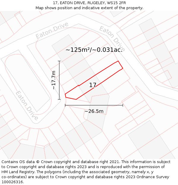 17, EATON DRIVE, RUGELEY, WS15 2FR: Plot and title map