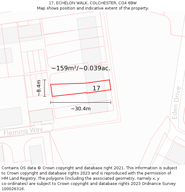 17, ECHELON WALK, COLCHESTER, CO4 6BW: Plot and title map