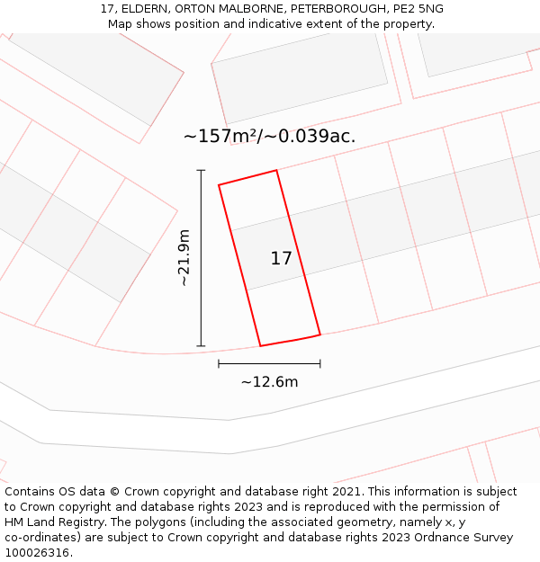 17, ELDERN, ORTON MALBORNE, PETERBOROUGH, PE2 5NG: Plot and title map