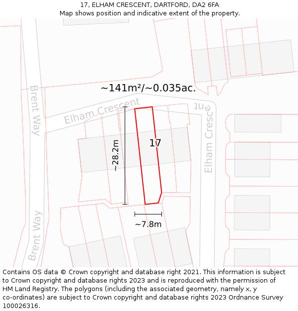 17, ELHAM CRESCENT, DARTFORD, DA2 6FA: Plot and title map