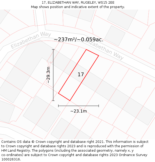 17, ELIZABETHAN WAY, RUGELEY, WS15 2EE: Plot and title map