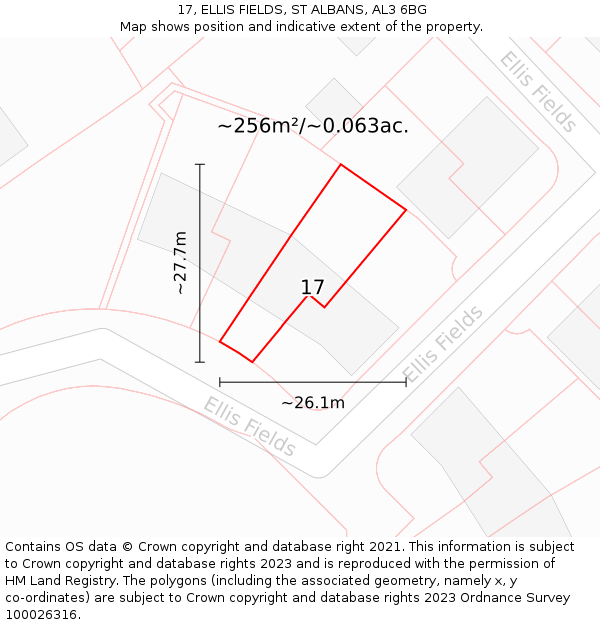 17, ELLIS FIELDS, ST ALBANS, AL3 6BG: Plot and title map