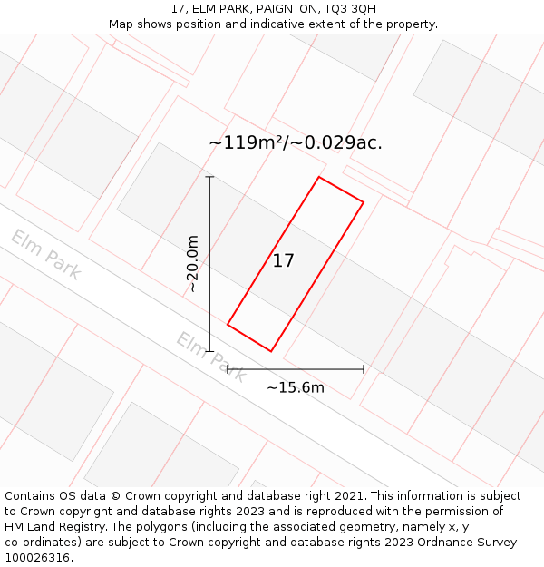17, ELM PARK, PAIGNTON, TQ3 3QH: Plot and title map