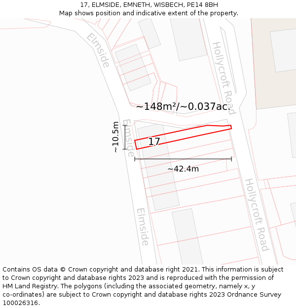 17, ELMSIDE, EMNETH, WISBECH, PE14 8BH: Plot and title map