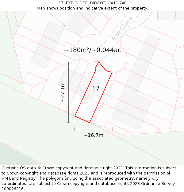 17, EXE CLOSE, DIDCOT, OX11 7XF: Plot and title map