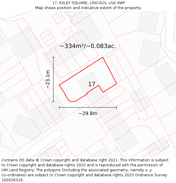 17, EXLEY SQUARE, LINCOLN, LN2 4WP: Plot and title map