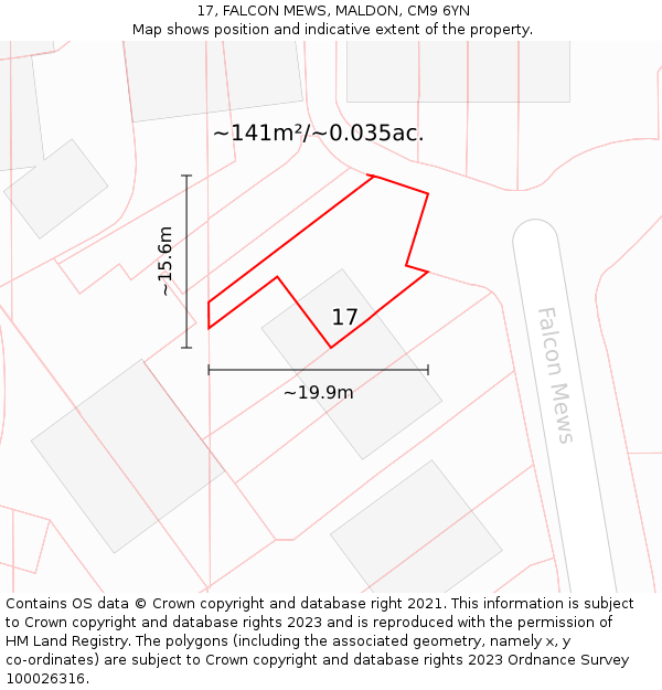 17, FALCON MEWS, MALDON, CM9 6YN: Plot and title map