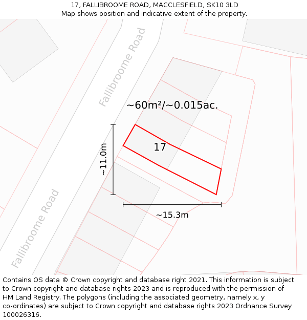 17, FALLIBROOME ROAD, MACCLESFIELD, SK10 3LD: Plot and title map
