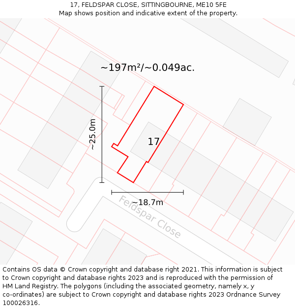 17, FELDSPAR CLOSE, SITTINGBOURNE, ME10 5FE: Plot and title map