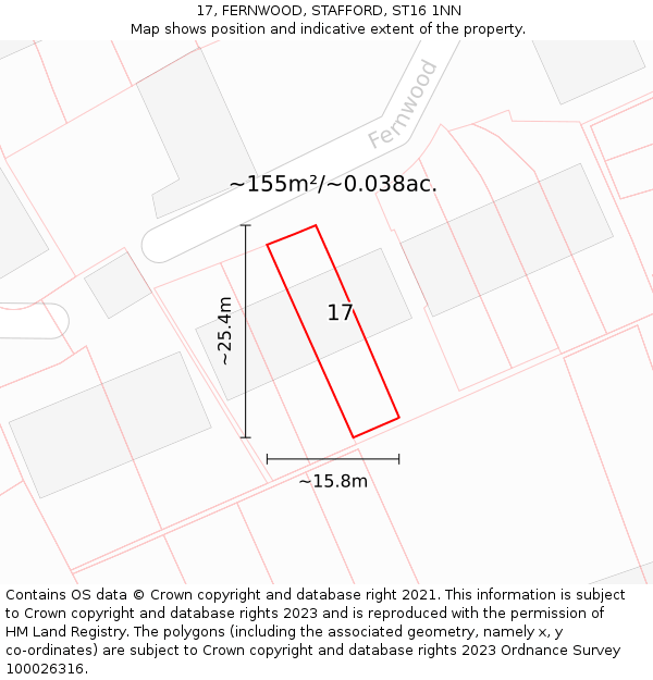17, FERNWOOD, STAFFORD, ST16 1NN: Plot and title map