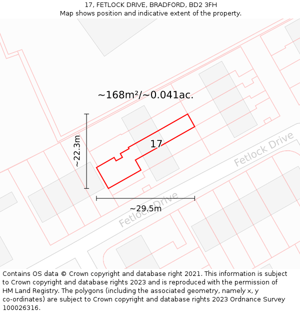 17, FETLOCK DRIVE, BRADFORD, BD2 3FH: Plot and title map