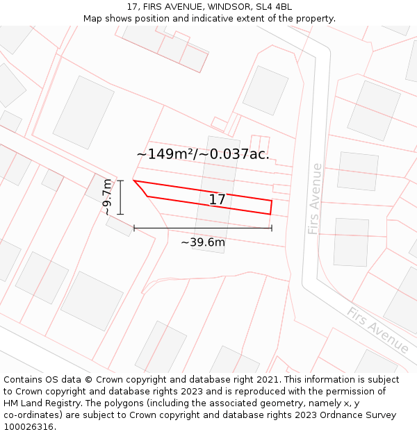 17, FIRS AVENUE, WINDSOR, SL4 4BL: Plot and title map