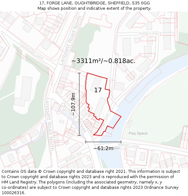 17, FORGE LANE, OUGHTIBRIDGE, SHEFFIELD, S35 0GG: Plot and title map