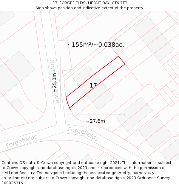 17, FORGEFIELDS, HERNE BAY, CT6 7TB: Plot and title map