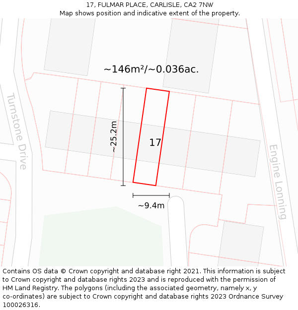 17, FULMAR PLACE, CARLISLE, CA2 7NW: Plot and title map
