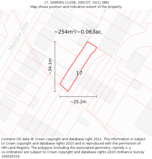 17, GARDEN CLOSE, DIDCOT, OX11 0BN: Plot and title map