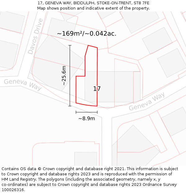 17, GENEVA WAY, BIDDULPH, STOKE-ON-TRENT, ST8 7FE: Plot and title map