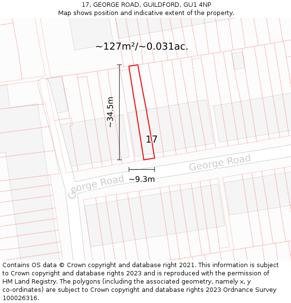 17, GEORGE ROAD, GUILDFORD, GU1 4NP: Plot and title map