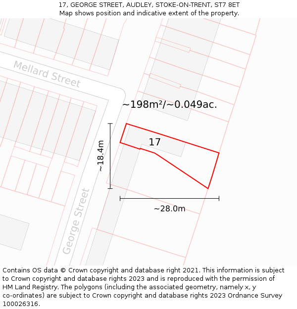 17, GEORGE STREET, AUDLEY, STOKE-ON-TRENT, ST7 8ET: Plot and title map