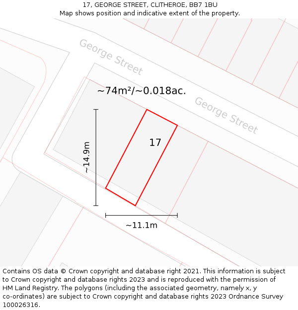 17, GEORGE STREET, CLITHEROE, BB7 1BU: Plot and title map