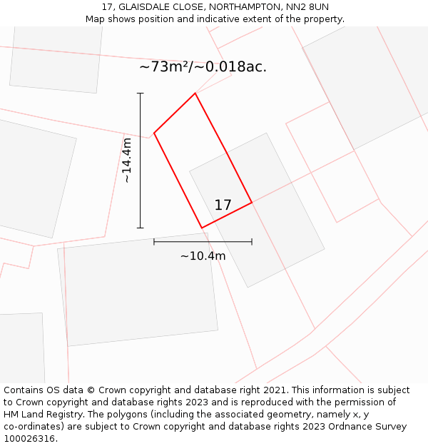 17, GLAISDALE CLOSE, NORTHAMPTON, NN2 8UN: Plot and title map