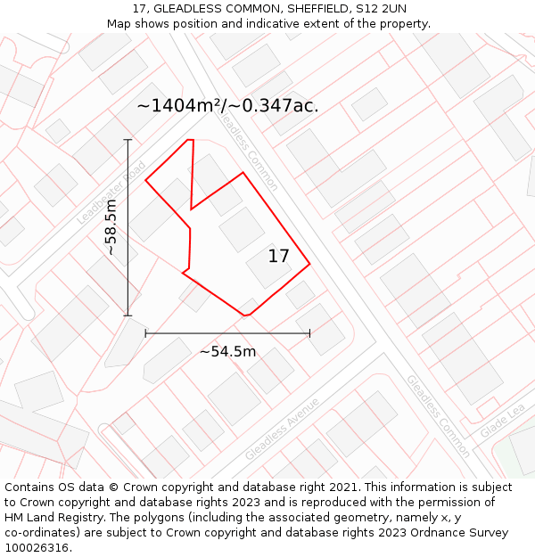 17, GLEADLESS COMMON, SHEFFIELD, S12 2UN: Plot and title map